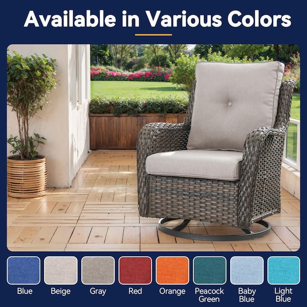 Modern 22 in. x 25 in. 2-Piece Deep Seating Outdoor Lounge Chair Cushion Set in Beige with Center Button (2-Piece)