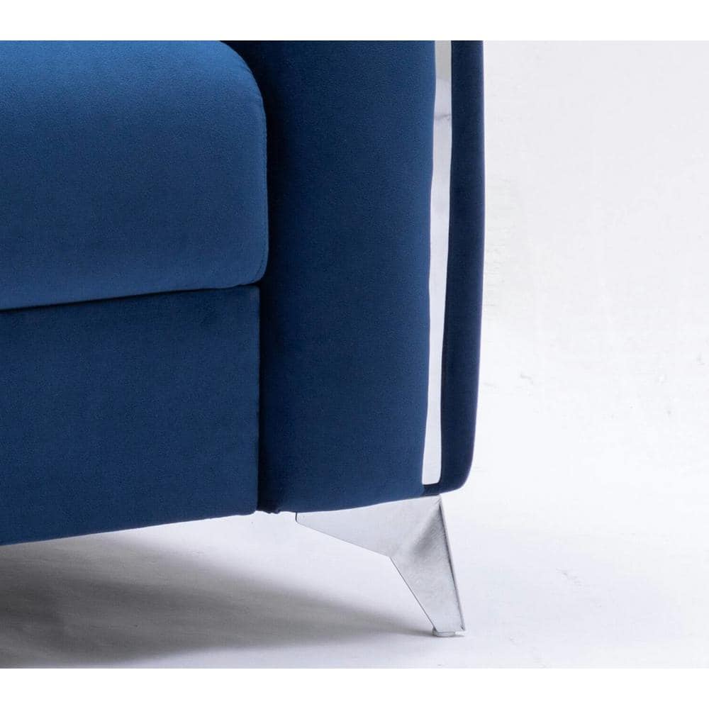 Wenona Blue Velvet and Wood Accent Chair