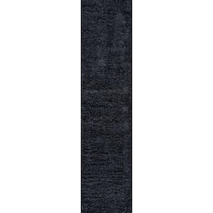 Groovy Solid Shag Dark Gray 2 ft. x 10 ft. Runner Rug