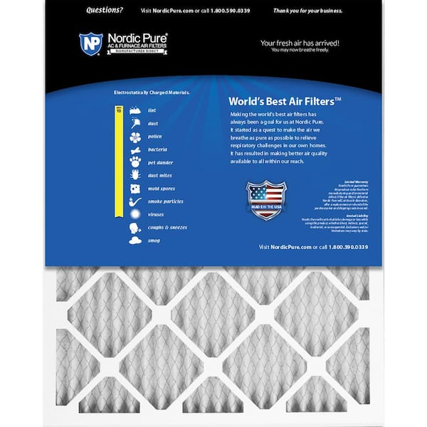 Nordic Pure 18x24x2 MERV 10 Pleated AC Furnace Air Filter Box of 3