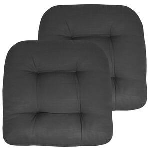 19 in. x 19 in. x 5 in. Solid Tufted Indoor/Outdoor Chair Cushion U-Shaped in Charcoal (2-Pack)