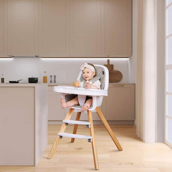 Evolur Zoodle Light Gray Modern 3 in 1 Highchair 254 LG