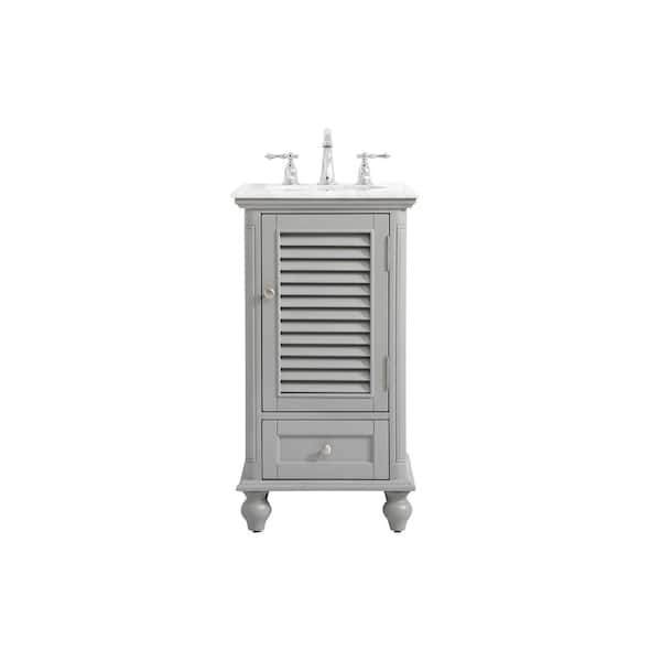 Unbranded Simply Living 19 in. Single Bathroom Vanity in Grey with Marble Vanity Top in Carrara White