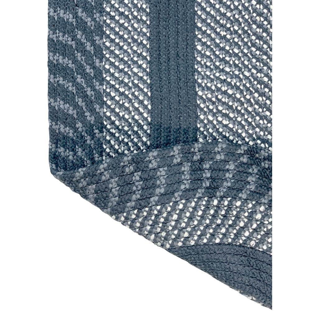 Slate Blue Oval Braided Reversible Synthetic Rug