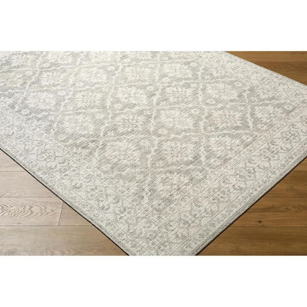 Nabela Noor Home Aram Grey Traditional 9 ft. x 12 ft. Machine Woven Area Rug
