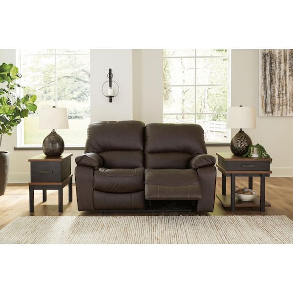 Leesworth 65 in. Solid Leather Match 2 Seat Power Reclining Loveseat with USB Ports in Brown
