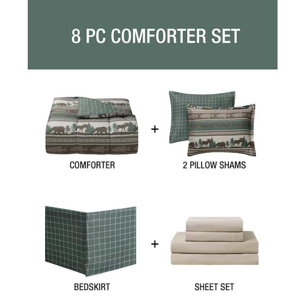 CEDAR COURT 8-Piece Tan Mountainside Ultra Soft Microfiber California King  Reversible Bed Bag Comforter Set MYXMOUTNSDCK - The Home Depot
