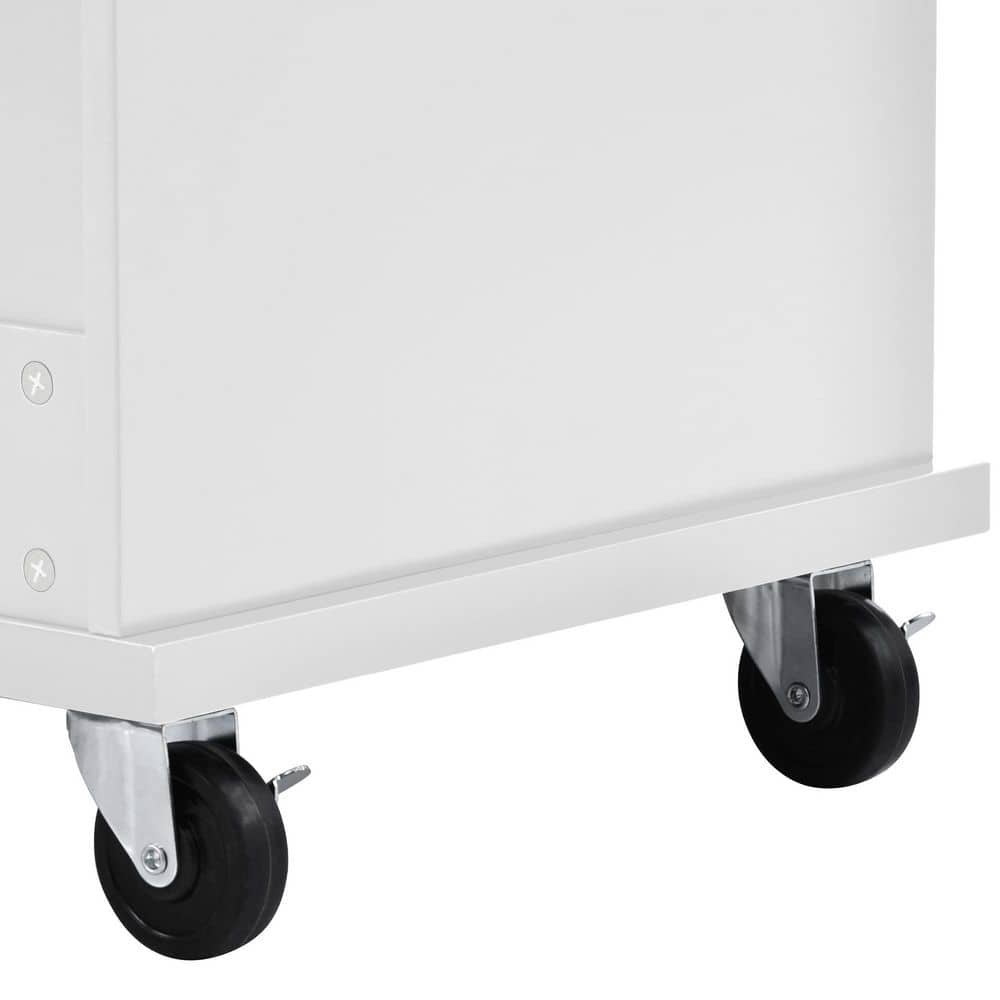 White Wood Kitchen Cart with Spice Rack and Storage