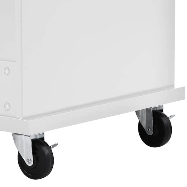 Mainstays 22 inchw Microwave Rolling Kitchen Storage Cart, White Finish