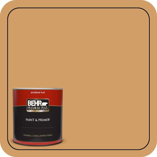 BEHR PREMIUM PLUS 1 qt. #MQ4-8 Golden Aura Flat Exterior Paint & Primer