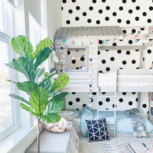 Black Dots Vinyl Peel and Stick Wallpaper Roll (Covers 28 sq. ft.)