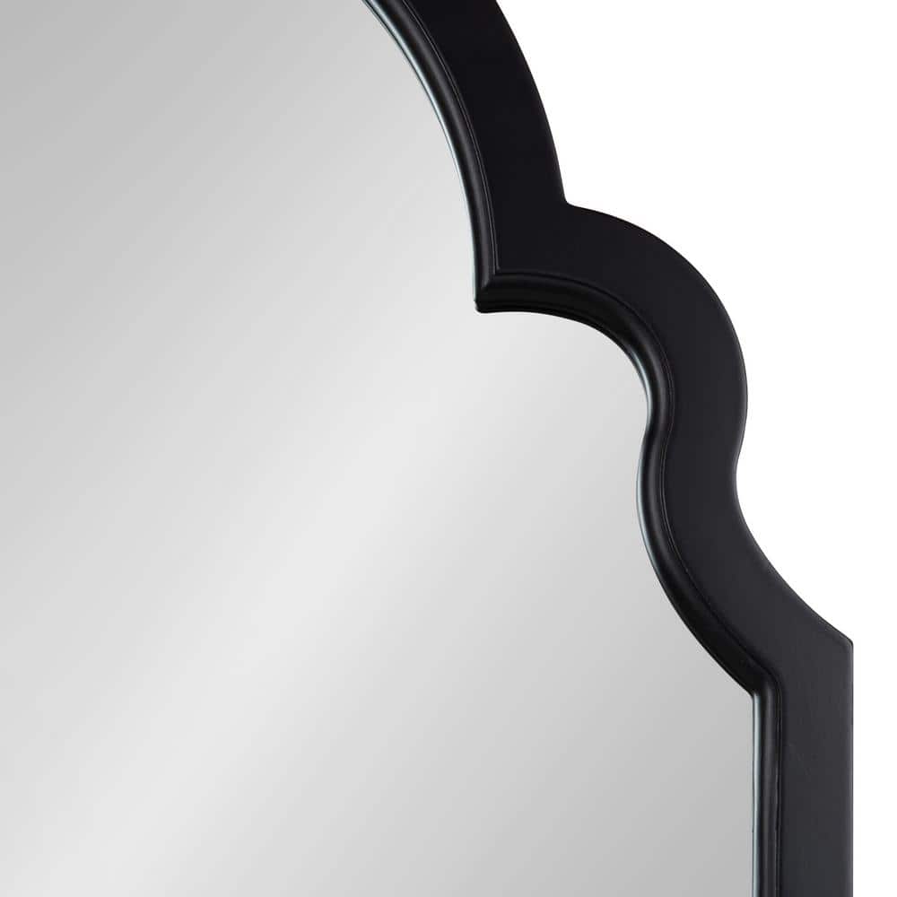 Hogan Black Wood Arched Wall Mirror with Scalloped Corners