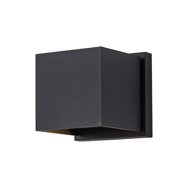 2-Light Matte Black Aluminum Cube LED Outdoor Wall Sconce with Adjustable Light Beam