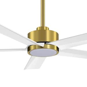 Saul 52 in. Integrated LED Indoor White-Blade Gold Ceiling Fan with Light and Remote Control Included
