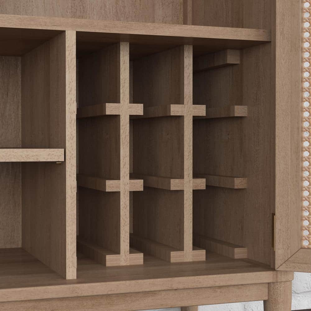 Brentwood Light Oak and Cane Bar Cabinet