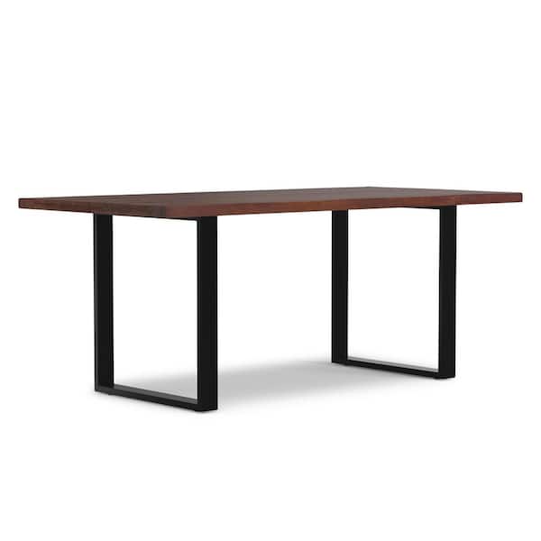 Fieldcrest Modern Industrial Dark Walnut Wood 72 in. Rectangle 4 Legs Dining Table, Seats 8