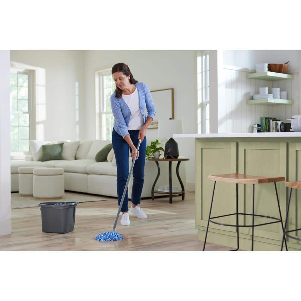 Blue and White Microfiber Braided Loop String Wet Mop Head