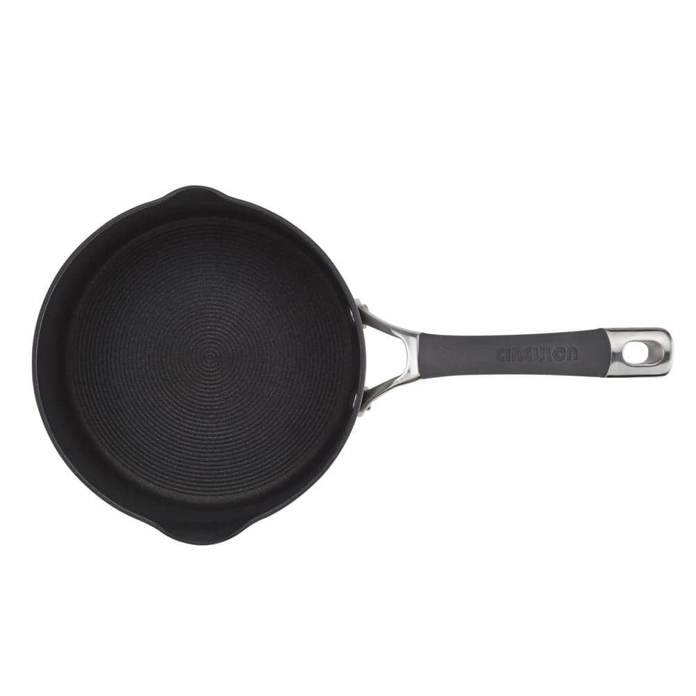 Radiance Gray 3 Quart Hard-Anodized Aluminum Nonstick Saucepan with Pour Spout