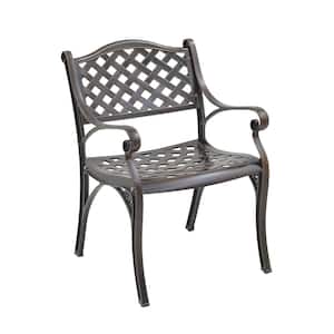 Bronze Cast Aluminum Outdoor Patio Arm Dining Chair Set of 2