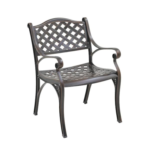 Mondawe Bronze Cast Aluminum Outdoor Patio Arm Dining Chair Set of 2