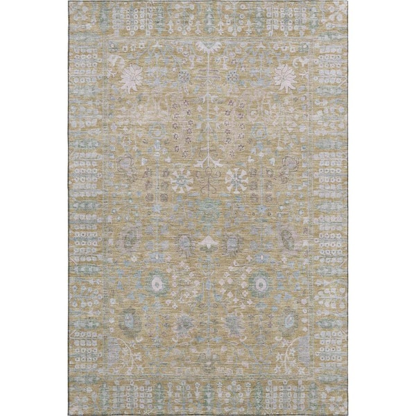 Mayfield Premium Machine Washable Abstract AMF2231 Beige 5 ft. x 7 ft. 6 in. Area Rug