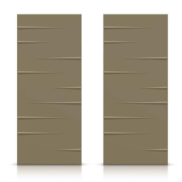 CALHOME 84 in. x 96 in. Hollow Core Olive Green Painted Composite MDF Interior Double Closet Sliding Doors