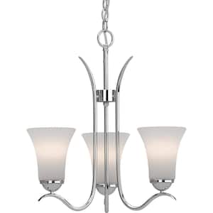 Alesia 3-Light Polished Nickel Chandelier with White Frosted Glass Shade