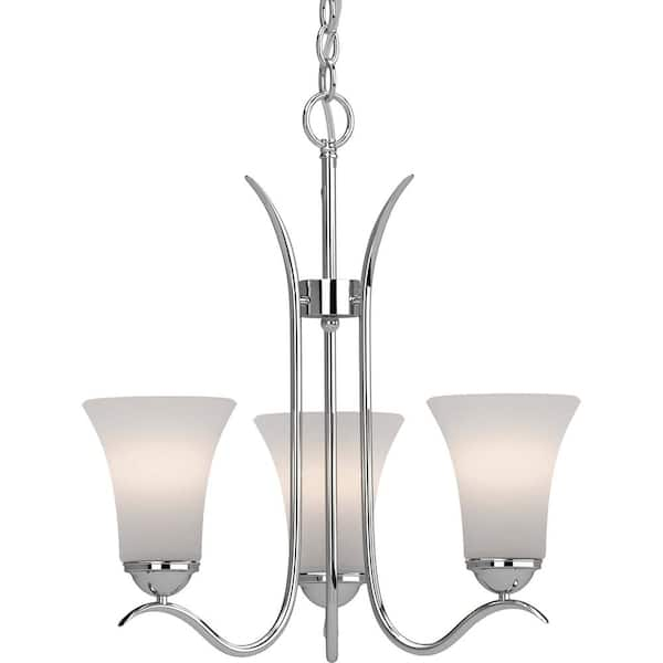 Volume Lighting Alesia 3-Light Polished Nickel Chandelier with White Frosted Glass Shade