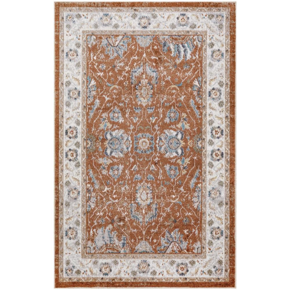 Astra Machine Washable Rust Ivory 3 ft. x 5 ft. Medallion Traditional Area Rug price history on PriceWatchPro