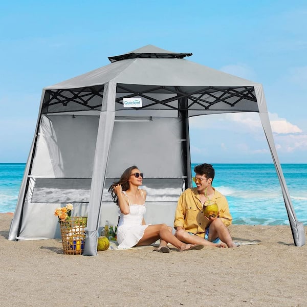 10 ft. x 10 ft. Lightweight Pop Up Canopy Tent, Portable for Beach and Sporting Events with Sun Protection-Gray