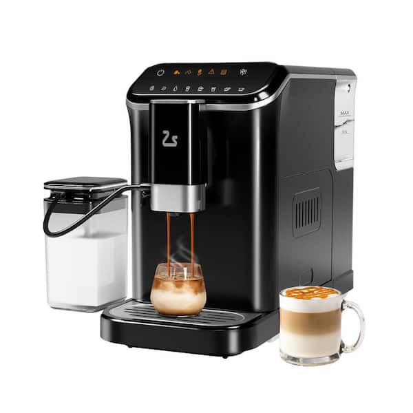 Garvee 2 Cup All-In-One 20 Bar Espresso Machine in Black with Built-in Grinder and Automatic Milk Frother