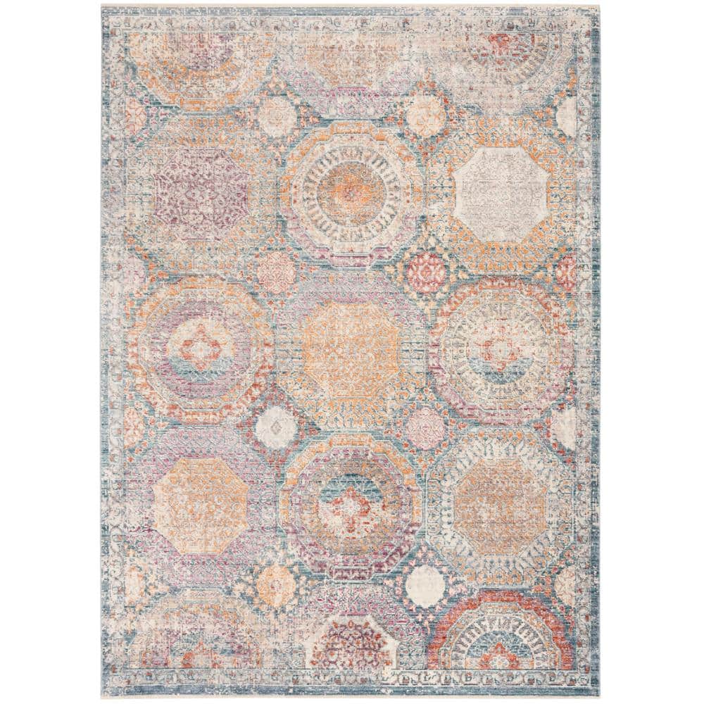 SAFAVIEH Illusion Blue/Beige 5 ft. x 8 ft. Border Area Rug Illusion is a superb collection of expertly crafted transitional area rugs. Each displays the remarkable advances in rug making technology that impart hand-knotted qualities on machine loomed rugs. Illusion is finely woven (one million points) using 100 percent premium bamboo silk on a fine cotton foundation and cross woven for a completely natural appearance of the cotton fringe. Color: Blue/Beige.