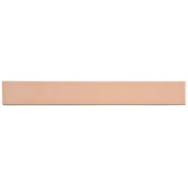 Horizonte 2 in. x 8 in. Glossy Powder Pink Ceramic Subway Wall Tile Sample
