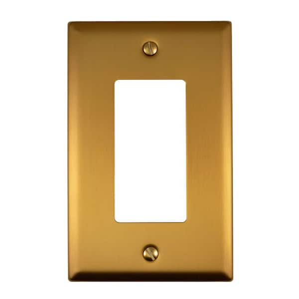 Oxford 1-Gang Brushed Gold Decorator/Rocker Metal Wall Plate