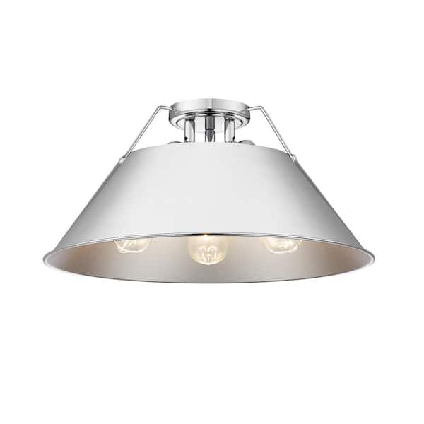 Golden Lighting Orwell 18.75 in. 3-Light Chrome Flush Mount