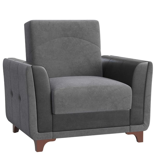 Ottomanson Victoria Collection Convertible Grey Armchair with Storage
