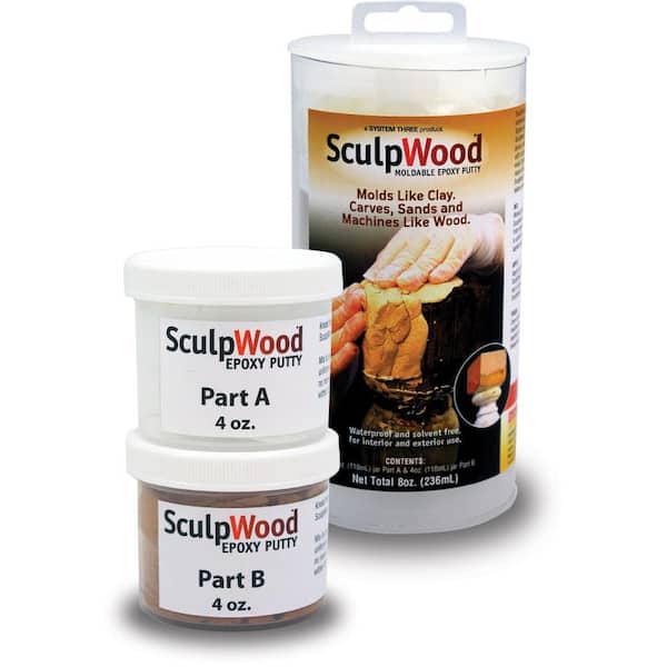 SYSTEM THREE 8 oz. Sculpwood Two Part Epoxy Putty Kit with 4 oz. Resin and 4 oz. Hardener