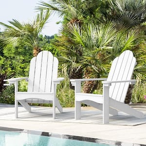 Phillida White Recycled HIPS Plastic Weather Resistant Reclining Outdoor Adirondack Chair Patio Fire Pit Chair(2pack)