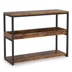 BYBLIGHT Turrella 70.9 in. Brown Rectangle Wood Console Table Extra ...