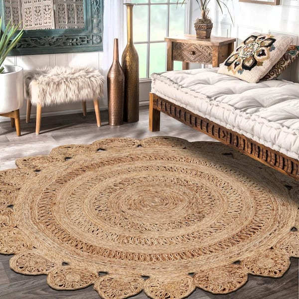 Lr Home Natural Jute Round 8 Ft, Round 8 Foot Area Rugs