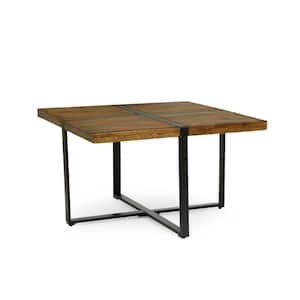 Parkey 30 in Rectangle Walnut Brown and Black Handmade Square Wood Coffee Table