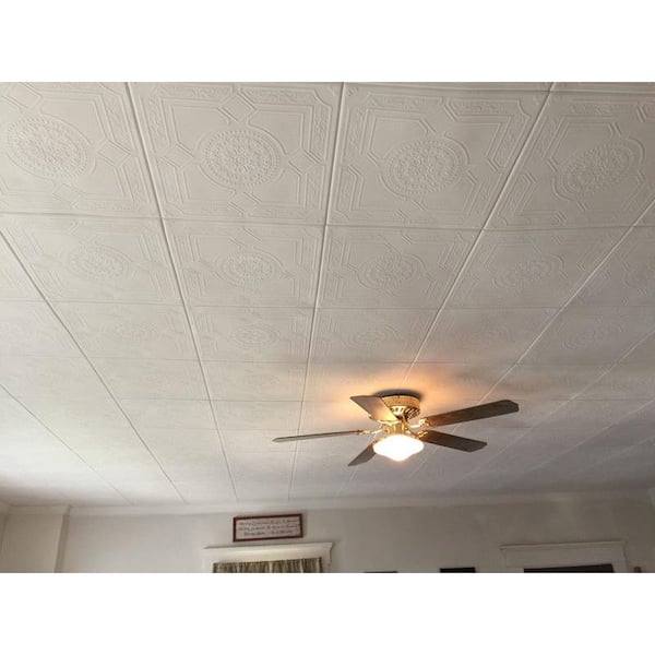 Kensington Garden Plain White 1.6 ft. x 1.6 ft. Glue Up Foam Ceiling Tile (768 sq. ft. /Case)