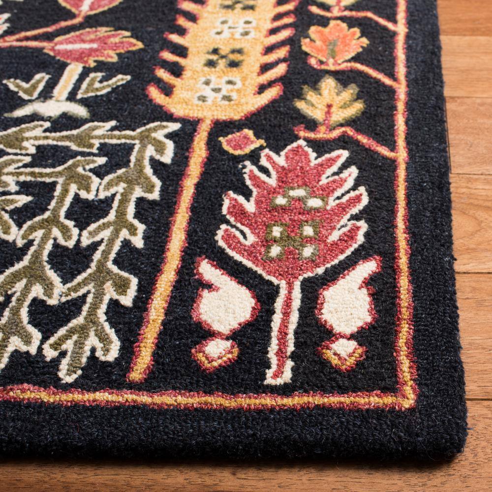 Black and Red Wool 6' x 9' Handmade Tufted Area Rug