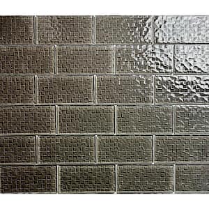 Coastal Taupe 3 in. x 6 in. Glossy Textured Glass Subway Wall Tile (28 sq. ft./Case)