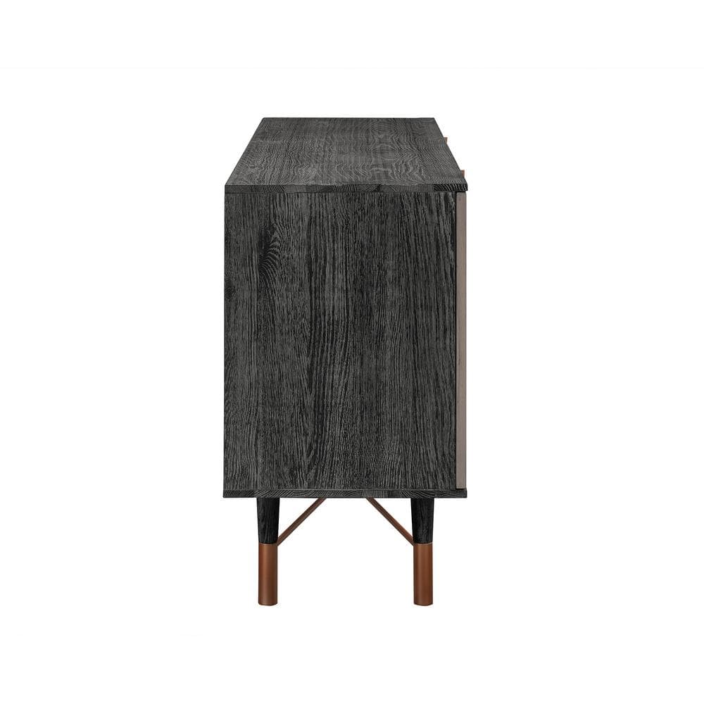 Turin Solid Oak Sideboard with Copper Accents and Spacious Cabinets