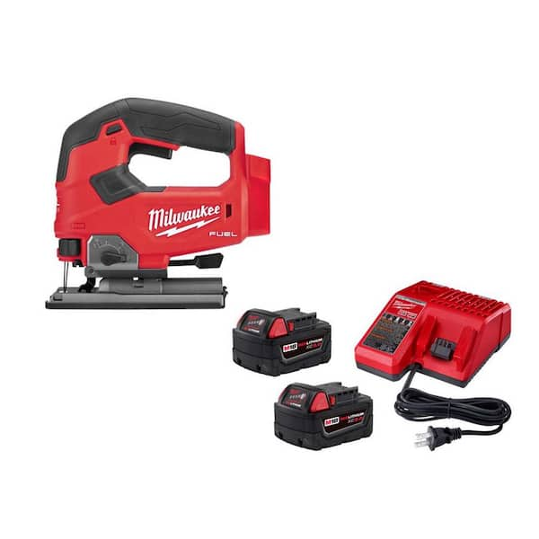 Milwaukee M18 FUEL 18V Lithium Ion Brushless Cordless Jig Saw w 2 5.0Ah Batteries Charger 2737 20 48 59 1852B The Home Depot