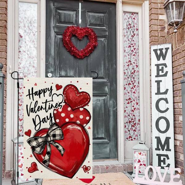 Cubilan Valentine's Day Heart Garden Flag 12 x 18 in. Double Sided