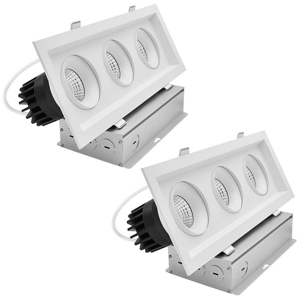 3-Head Integrated LED Rectangular Regressed Gimbal Recessed Light, 360°+15° Swivel, 5CCT, 45W, 3000LM, Dimmable 2 Pack price history on PriceWatchPro
