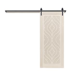 Zaftig Sway 36 in. x 84 in. Parchment Wood Sliding Barn Door with Hardware Kit in Black