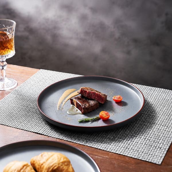 KHKFY Stoneware Dinnerware Set for 6, 18-Piece Mercury Plates and